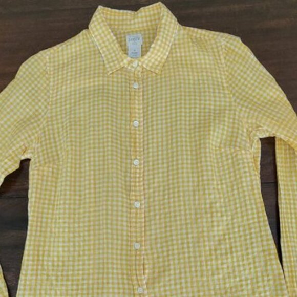 J. Crew The Perfect Shirt Women's Size XS Yellow Button Down Plaid - Picture 1 of 10